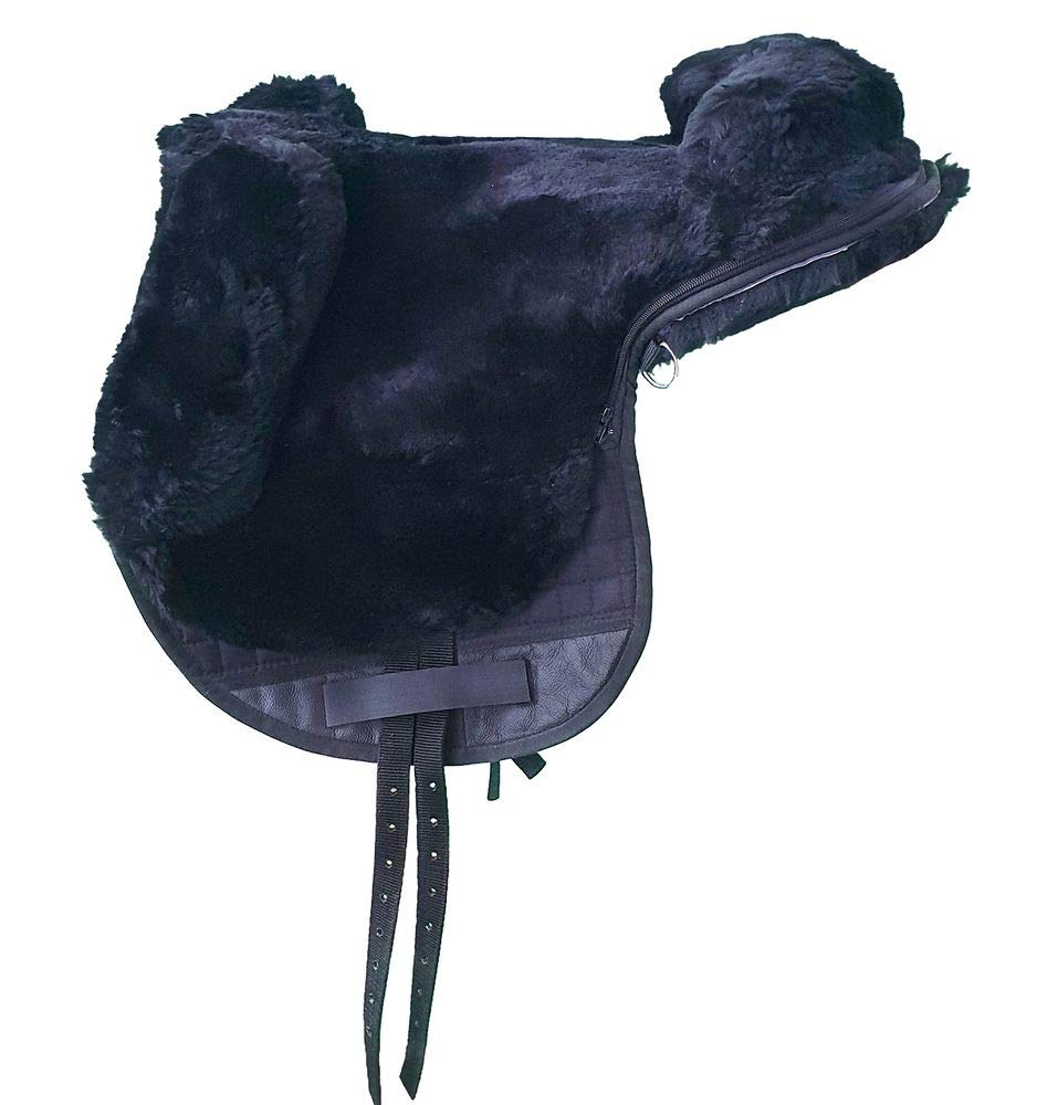 A&M Reitsport Fellsattel Merino Lammfell Baumloser Sattel Reitpad Schwarz Braun Beige, Farbe:Beige