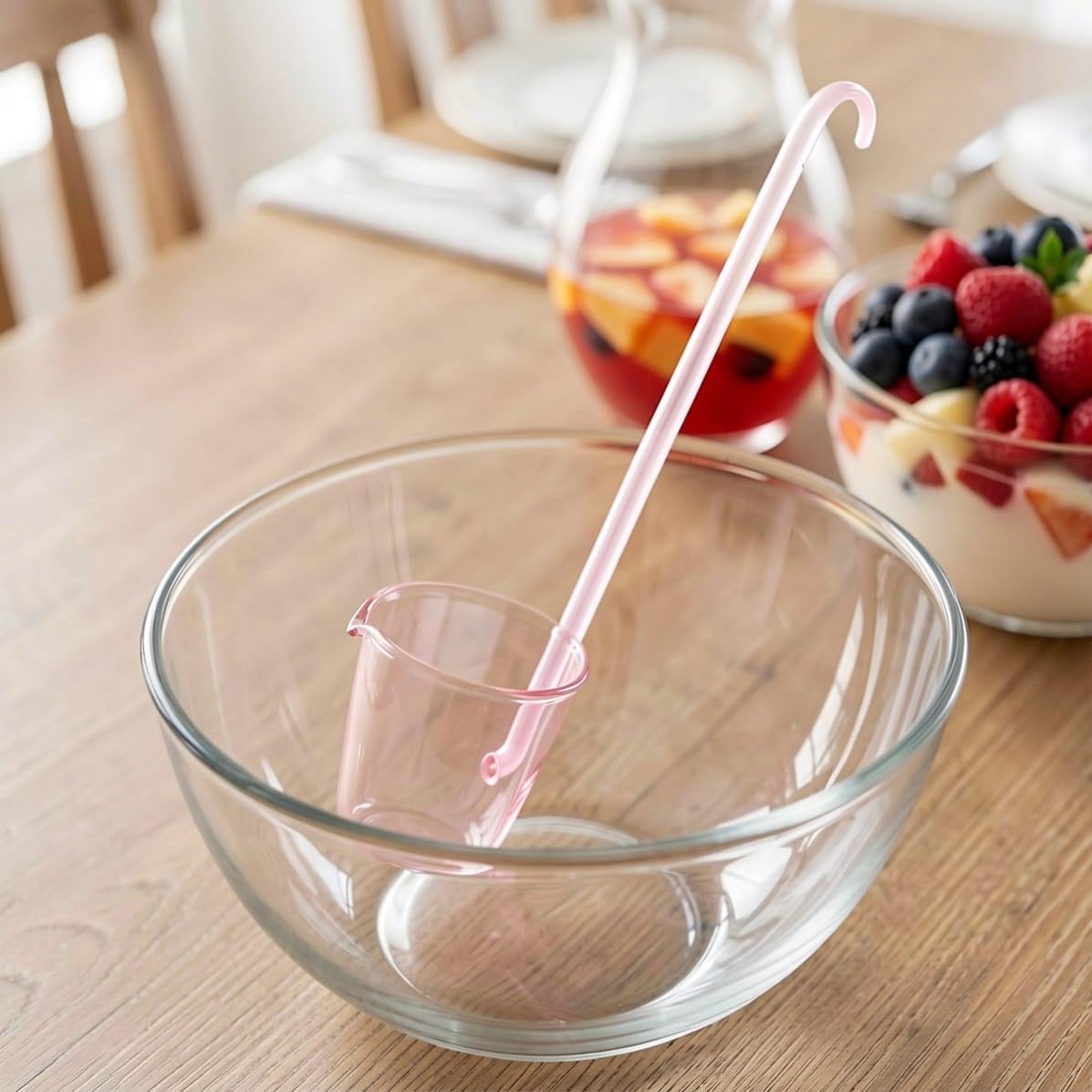 Glass Ladle with Hook Handle, 130ml Pink for Punch Bowls