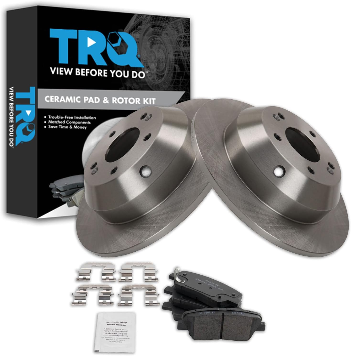 TRQ Rear Brake Pad and Rotor Set Ceramic Compatible with 2016-2020 Kia Sorento