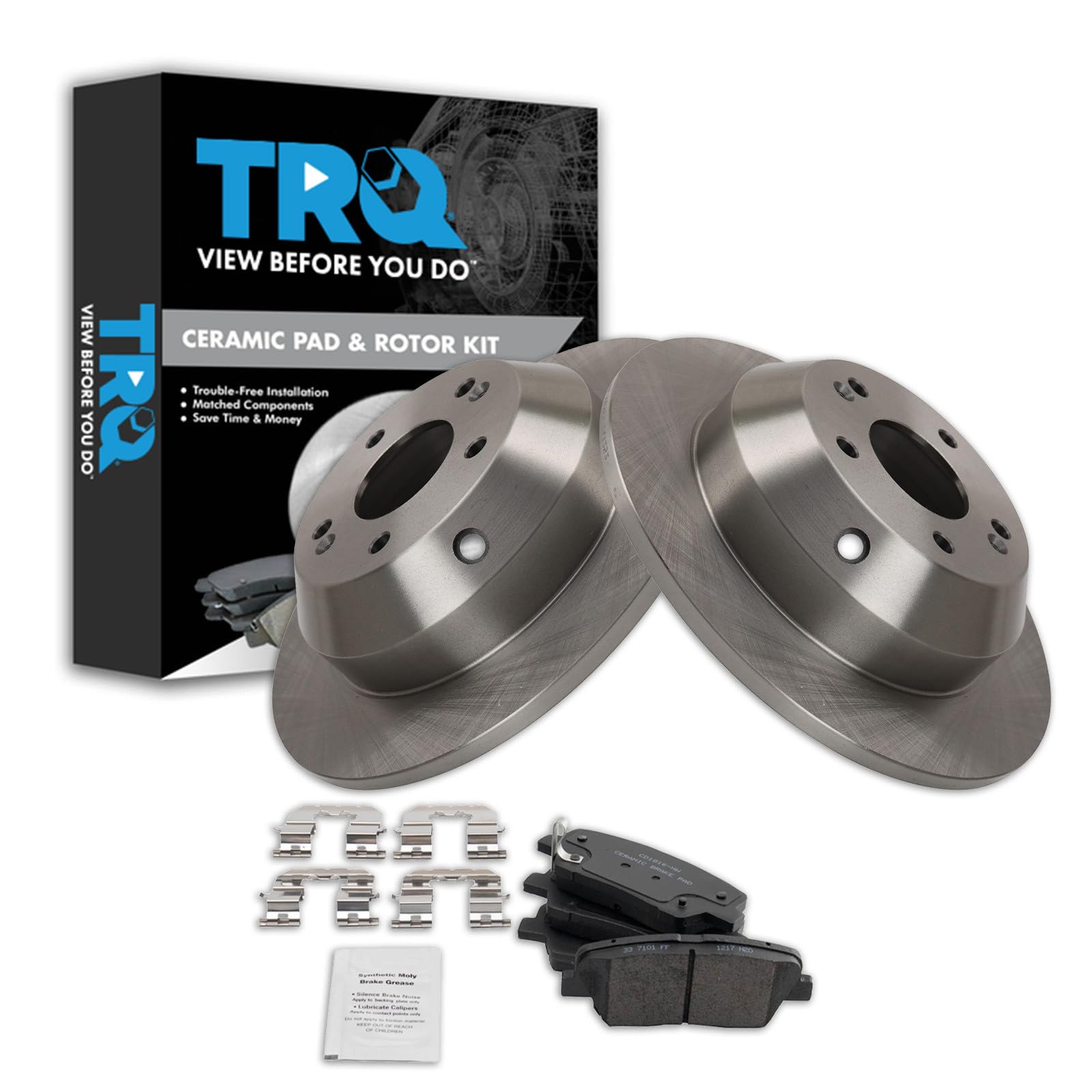 TRQ Rear Brake Pad and Rotor Set Ceramic Compatible with 2016-2020 Kia Sorento