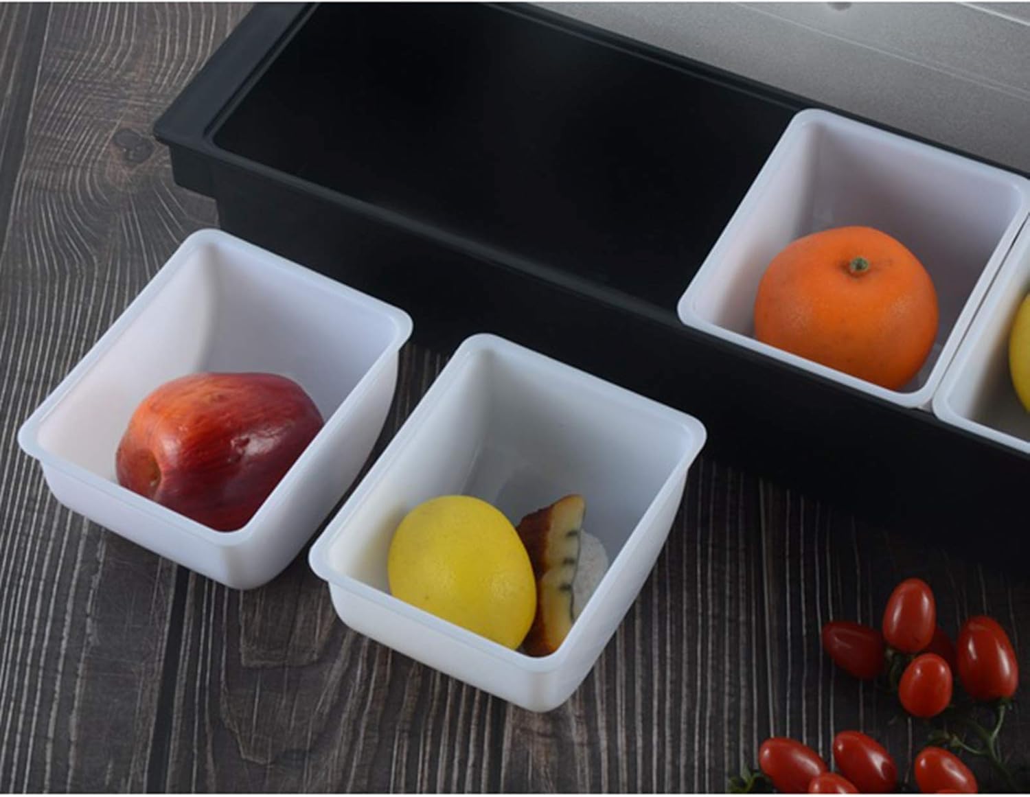 ZutatenbehäLter,Pizza Zutatenbehälter Gewürz-Spender-Fach, Gekühlte Server-Bar-Obst-Caddy Lebensmittel Box Eisgekühlter Gewürz-Servierbehälter (6 Compartment)