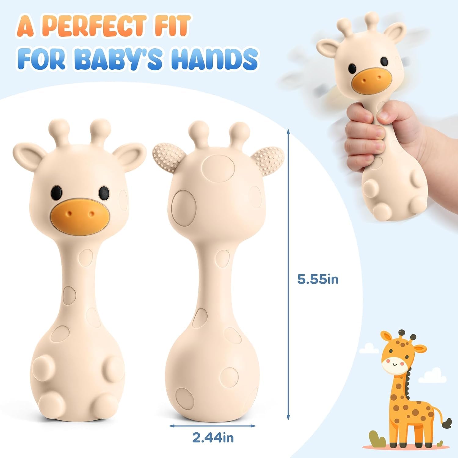 Joyvity Teething Toys for Baby Silicone Teether for Toddler Infant Baby's Chew Toys, Baby Rattle Toys, BPA-Free - Image 4
