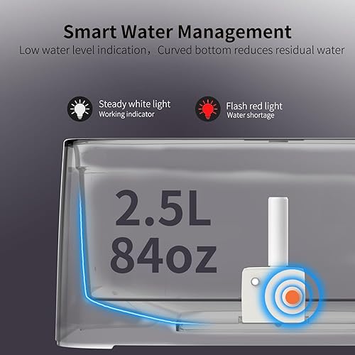 Miniatura 7 de Sunsery - Fuente de agua para gatos con bomba inalámbrica, dispensador de agua ultrasilencioso para mascotas de 2.5 L84 onzas, libre de BPA,