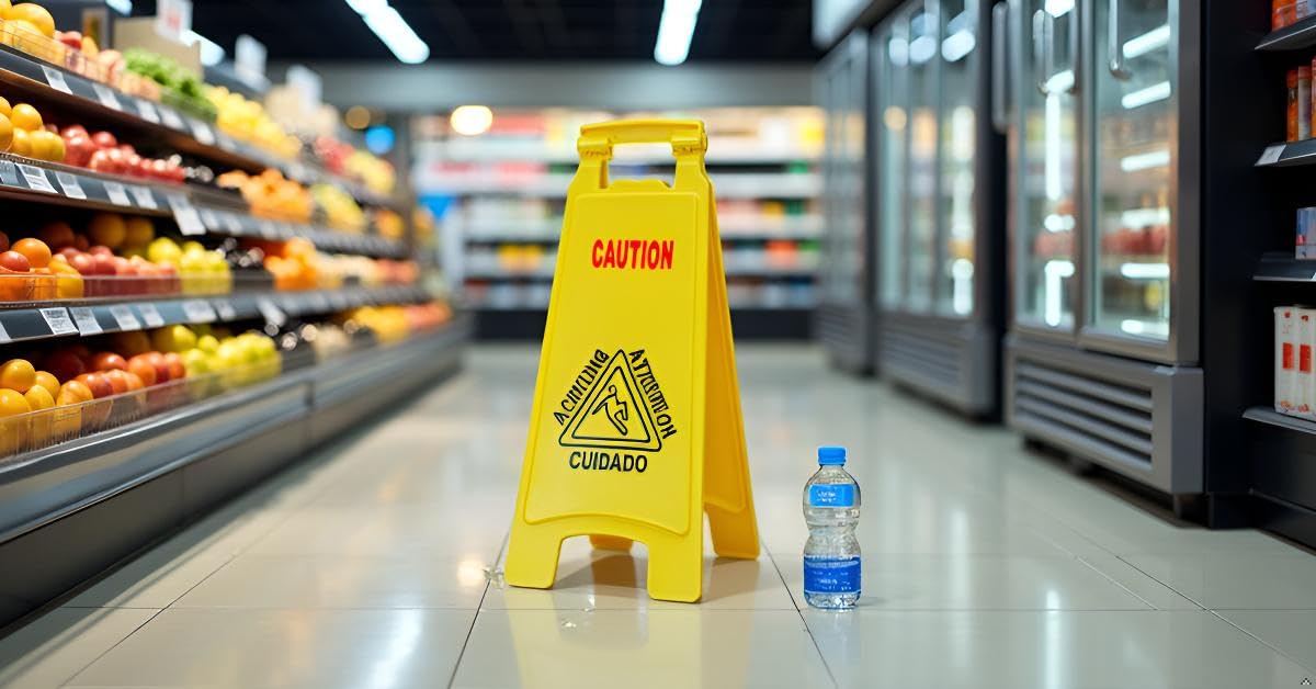 Señal de precaución "Wet Floor", color amarillo brillante, resistente, resbaladizo cuando está mojado, con marco en A