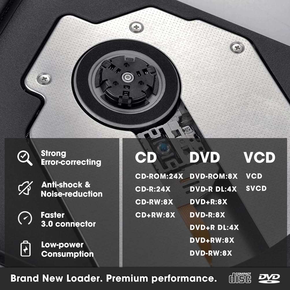 USB 3.0, masterizzatore DVD, lettore CD DVD RW Optical portatile Slim esterno per Windows 10 ThinkPad Toshiba HP Dell Lenovo Sony Acer per MacBook Pro da Roofull