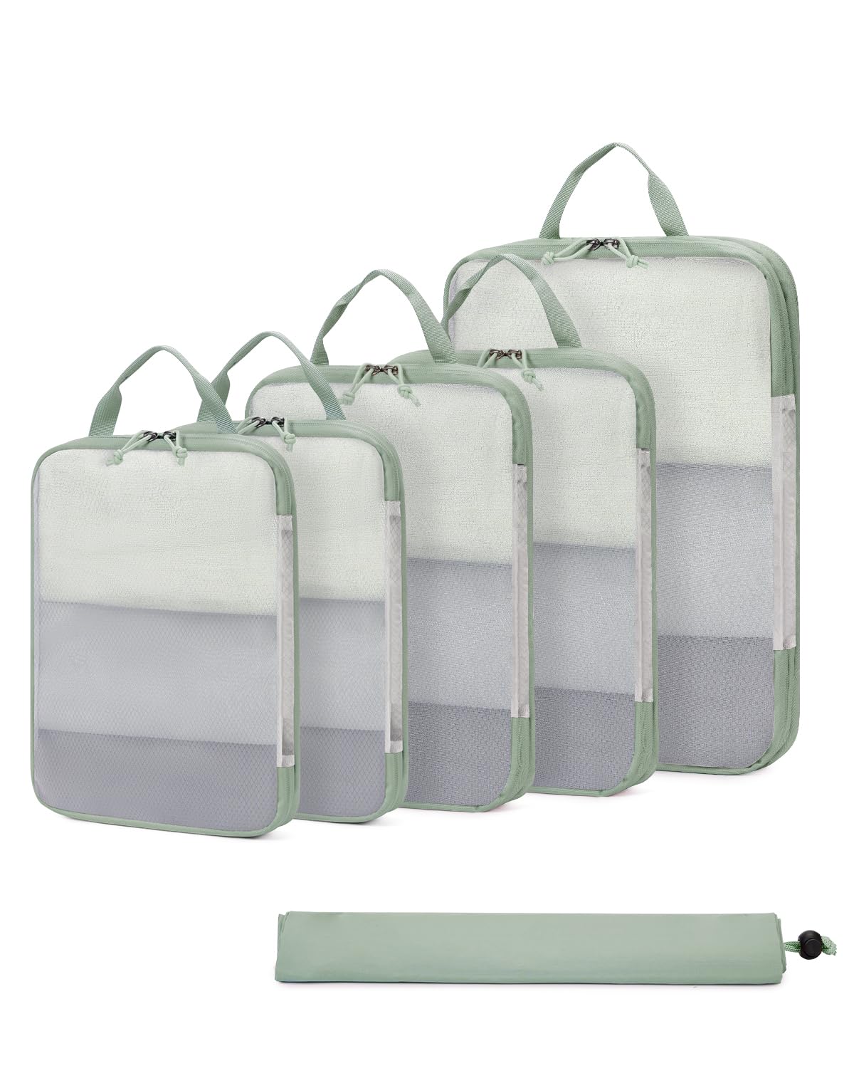 ECOHUB 6 Pezzi Organizer Valigia, Salvaspazio Organizer Valigia Compressione, Organizer Viaggio Dotato Di Copriscarpe, Divisori Valigia Per Il Bagaglio a Mano, Leggero Set Organizer Per Valigia, Verde