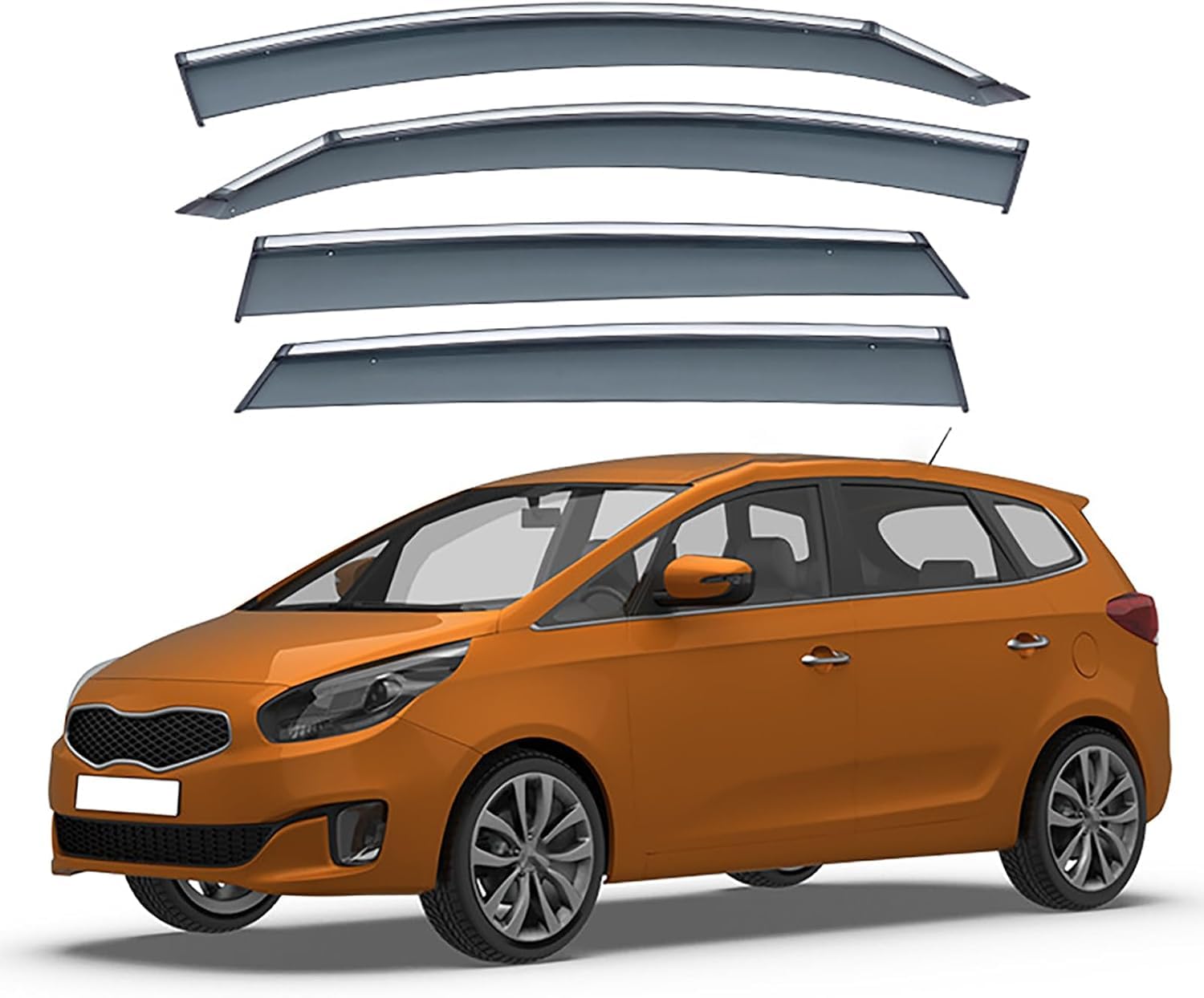 FengXH Window Deflectors for Kia Carens MK3-RP 2013-2021 - 4pc Smoke Tint, Waterproof, Noise Reducing.