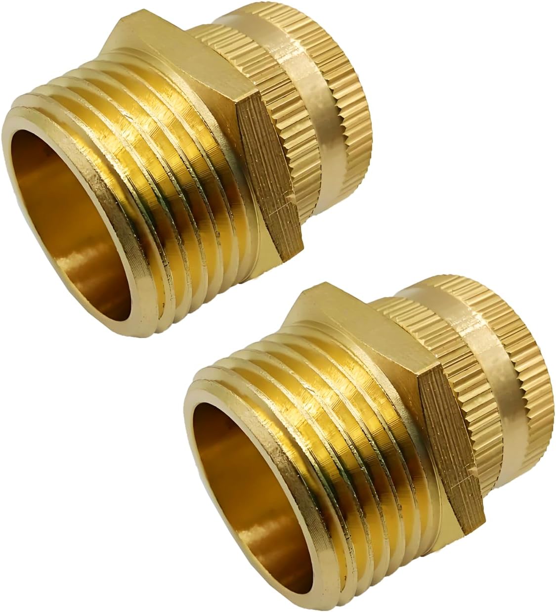 Brass 3/4" GHT Female x 1" NPT Male Thread Swivel Pipe Fitting Garden Hose Threaded to Pipe Threaded Adapter(Pack of to 2)