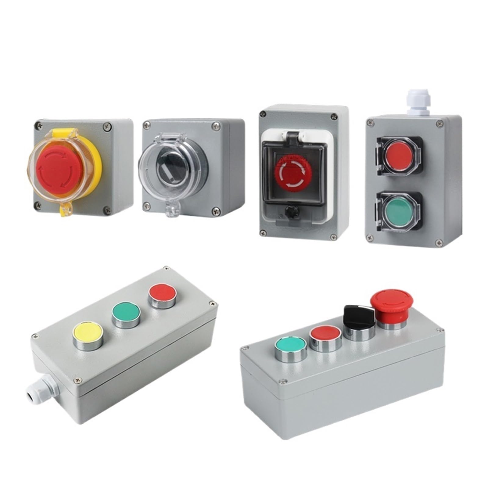GUMMMY Scatola di controllo a pulsante in metallo fai da te, a prova di esplosione, impermeabile, in scatola, ripristino di emergenza elettrico (4P reset Rotary Stop)
