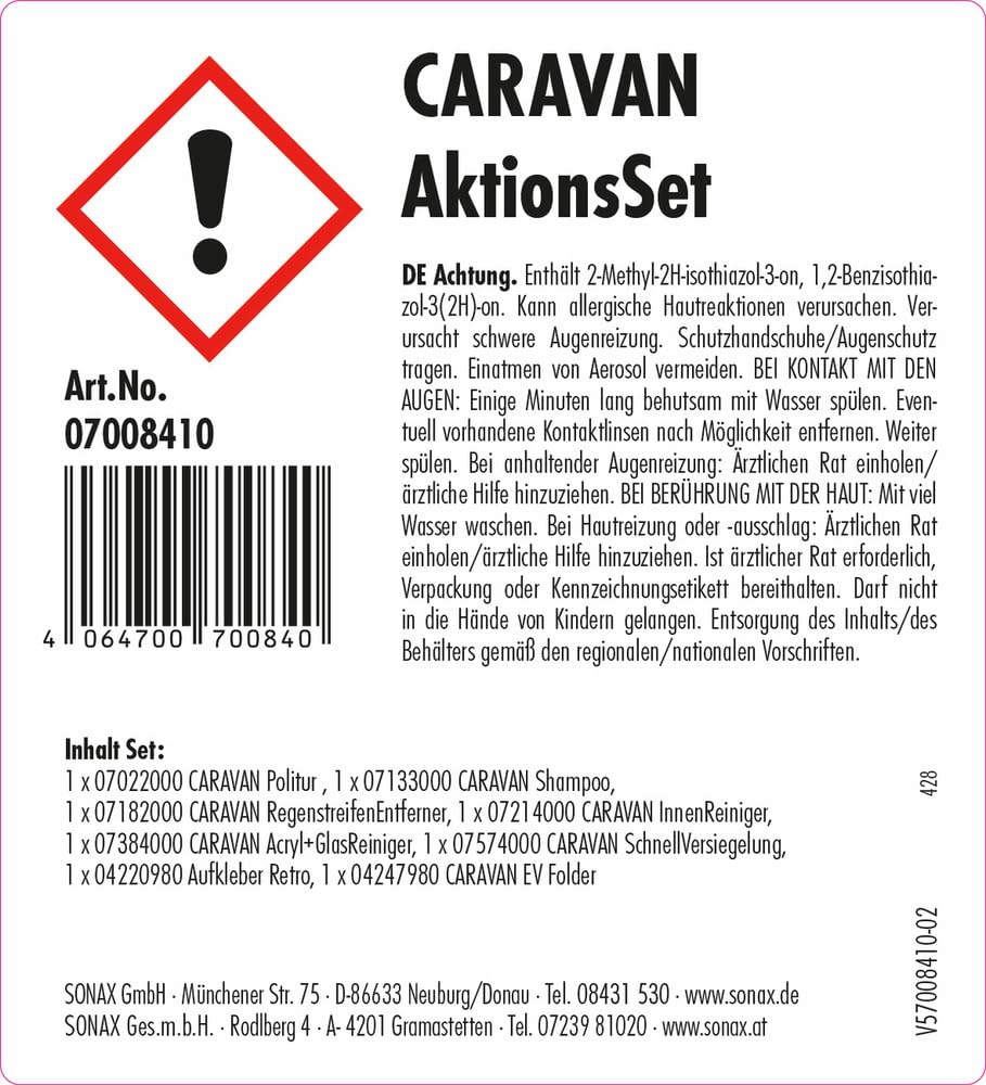 SONAX Caravan AktionsSet für die komplette Caravan Rundumpflege | Art-Nr. 07008410