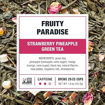 Tiesta Tea - Fruity Paradise, Strawberry Pineapple Green Tea, Premium Mother's Day Loose Leaf Blend, Tropical Fruit Flavor, Medium Caffeine, Hot or Iced, 20-25 Cups, 1.6oz Resealable Pouch