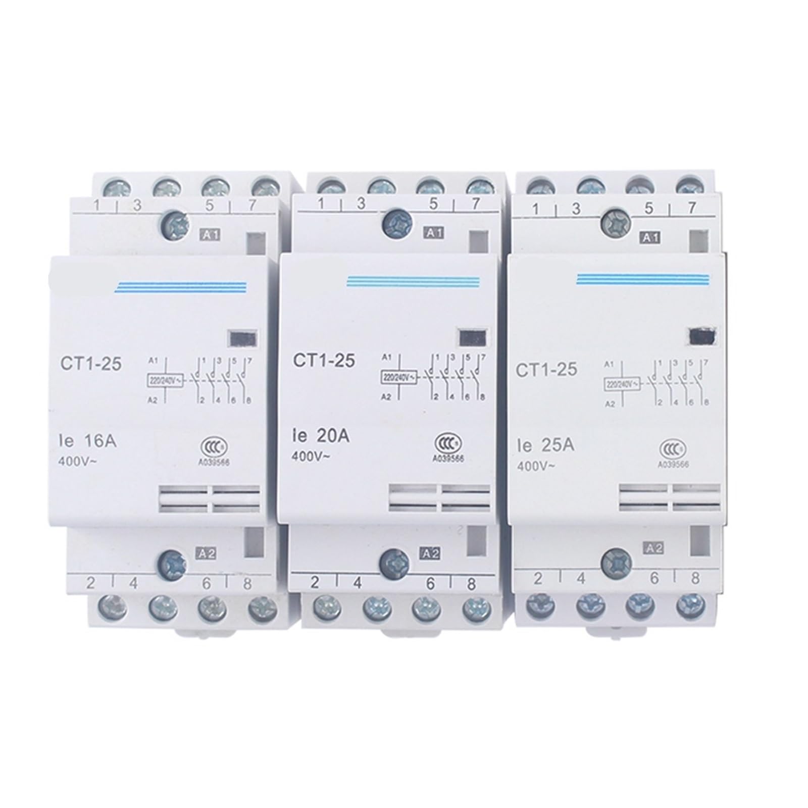 HUUOQIWY AC Contactor CT1 CT1-25 16A 20A 25A 4P 220V 230V 50 Or 60HZ Din Rail Household 1Pcs(4NO-20A)