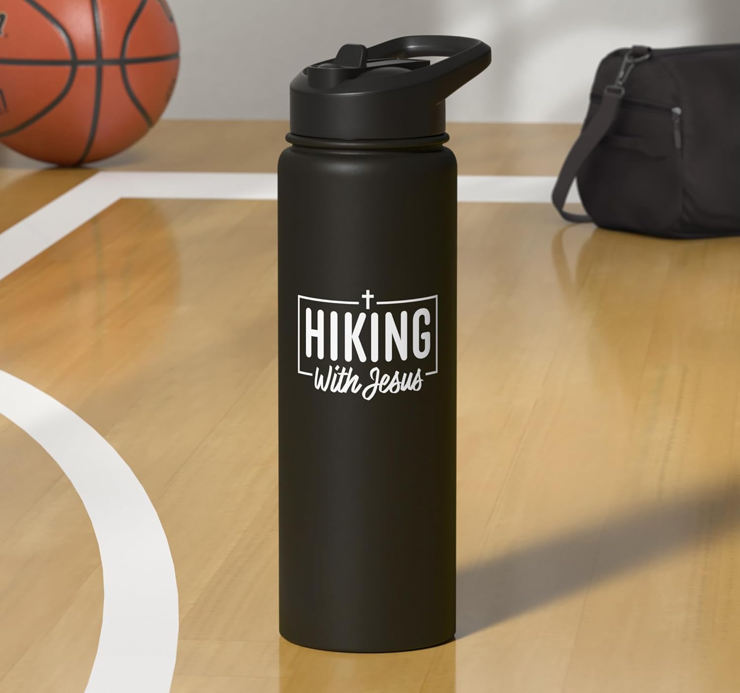 Hiking with Jesus, Christian Hiker Stainless Steel Insulated Water Bottle