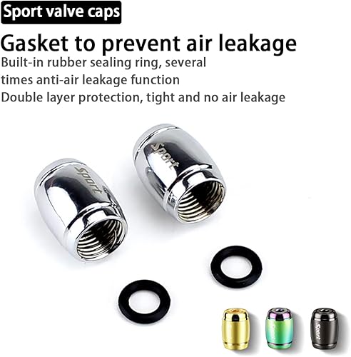 Miniatura 3 de Tapas de vástago de válvula de neumático de bala deportiva, 4 cubiertas de aluminio con diseño antirrobo, tapa de aire de vástago a prueba de polvo