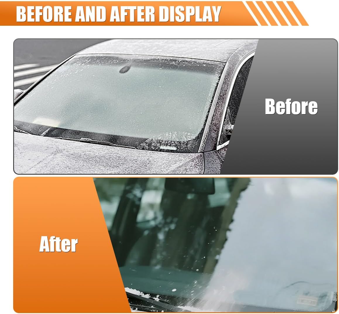 Car Windshield Ice and Snow Cover, 71" × 44.5" Waterproof Heavy Duty Oxford Fabric Auto Window Sunshade Cover, Universal Vehicle Exterior Protective Accessories for Sedan, SUV, Truck (Black)