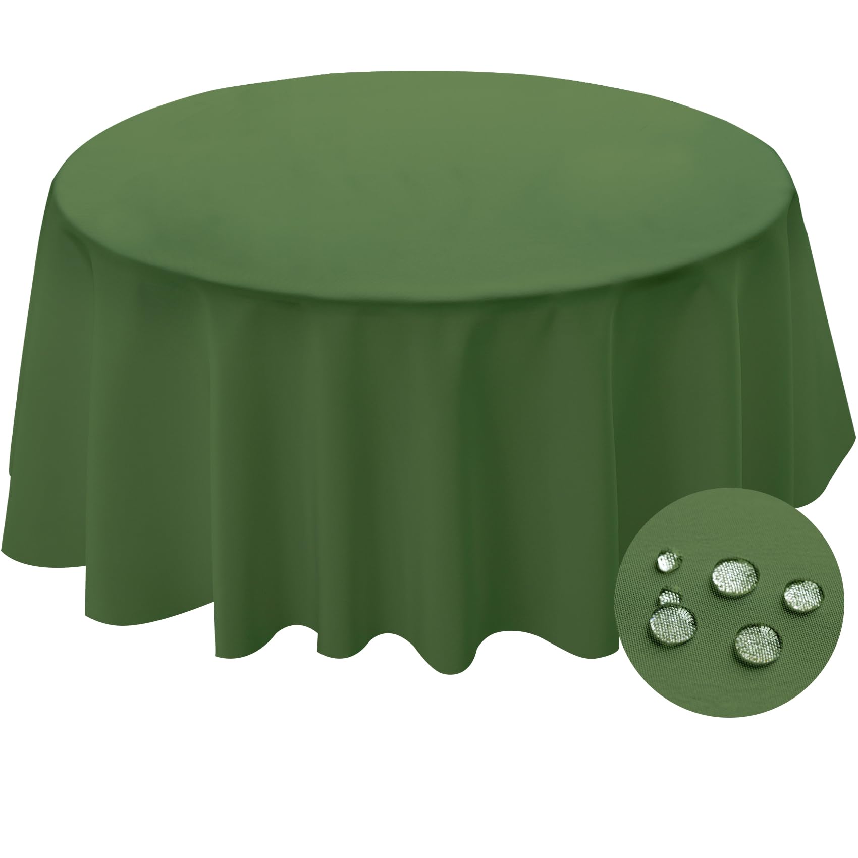 BYDOLL Table Cloth Round 60 Inch Tablecloth Fits Max50 Inch Diameter Top,Green Washable Outdoor Winkle and Stain Resistant Spillproof Polyester Tablecloths for Round Tables Party Cover