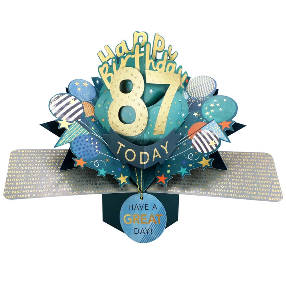 87 Today Happy 87th Birthday Pop-Up Greeting Card Love Kate's Pop Up Cards Him Design POP237MC87 — image 1
