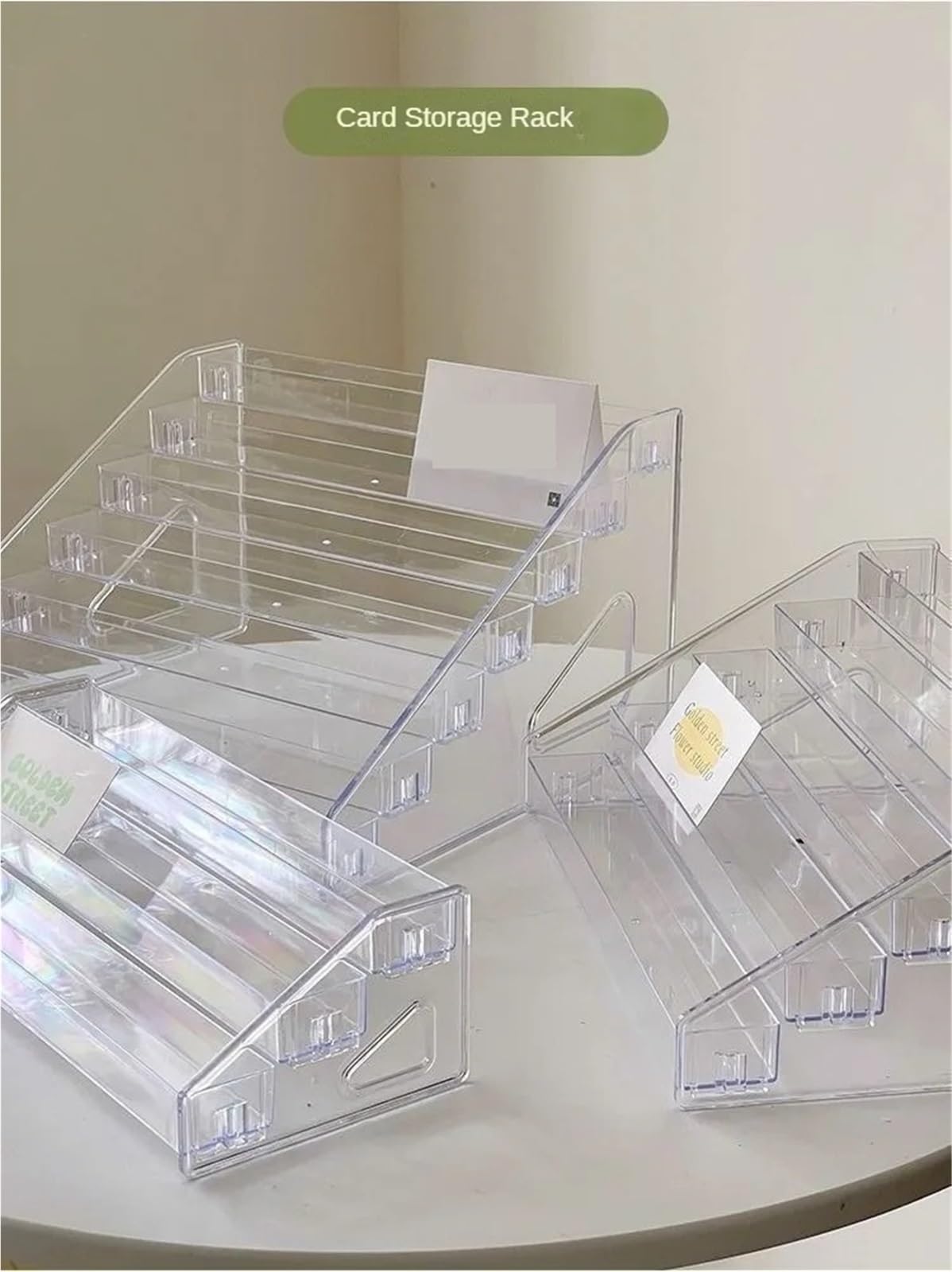 1 Porta Biglietti da Visita Tavolo Trasparente, espositore for Carte Floreali e Bouquet for Cartoline di Auguri per Organizzare(31 * 13 * 8cm)