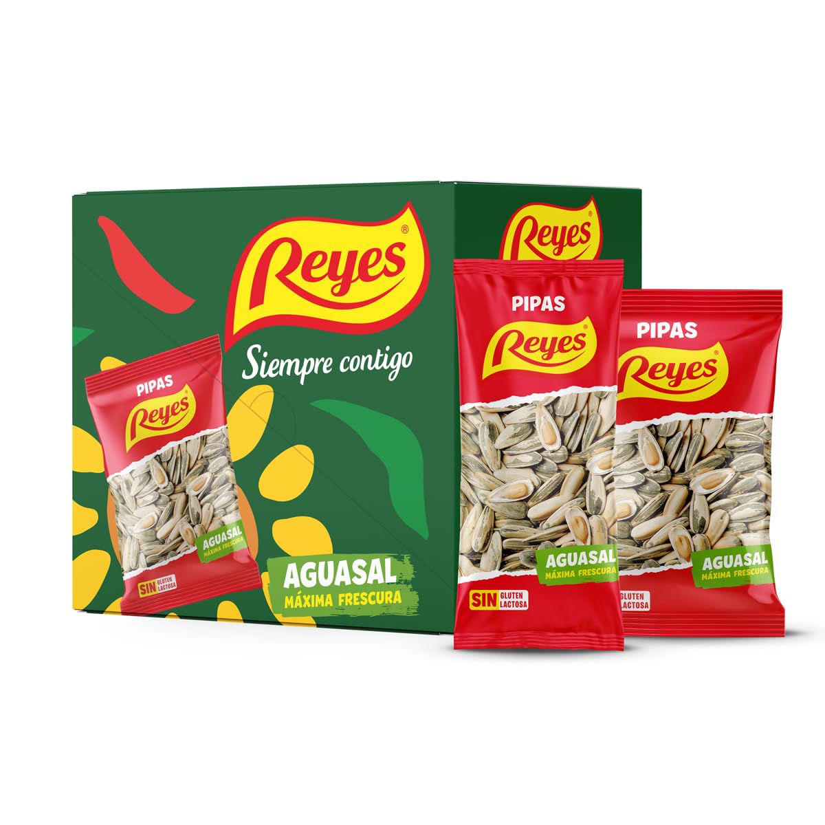 PIPAS DE GIRASOL TOSTADO «AGUASAL» REYES CAJA 15 UNIDADES