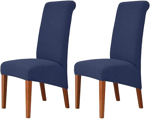Deisy Dee Fundas protectoras para sillas de comedor extragrandes de elastano suave y extra grande para cocina, comedor, extraíbles y lavables (azul