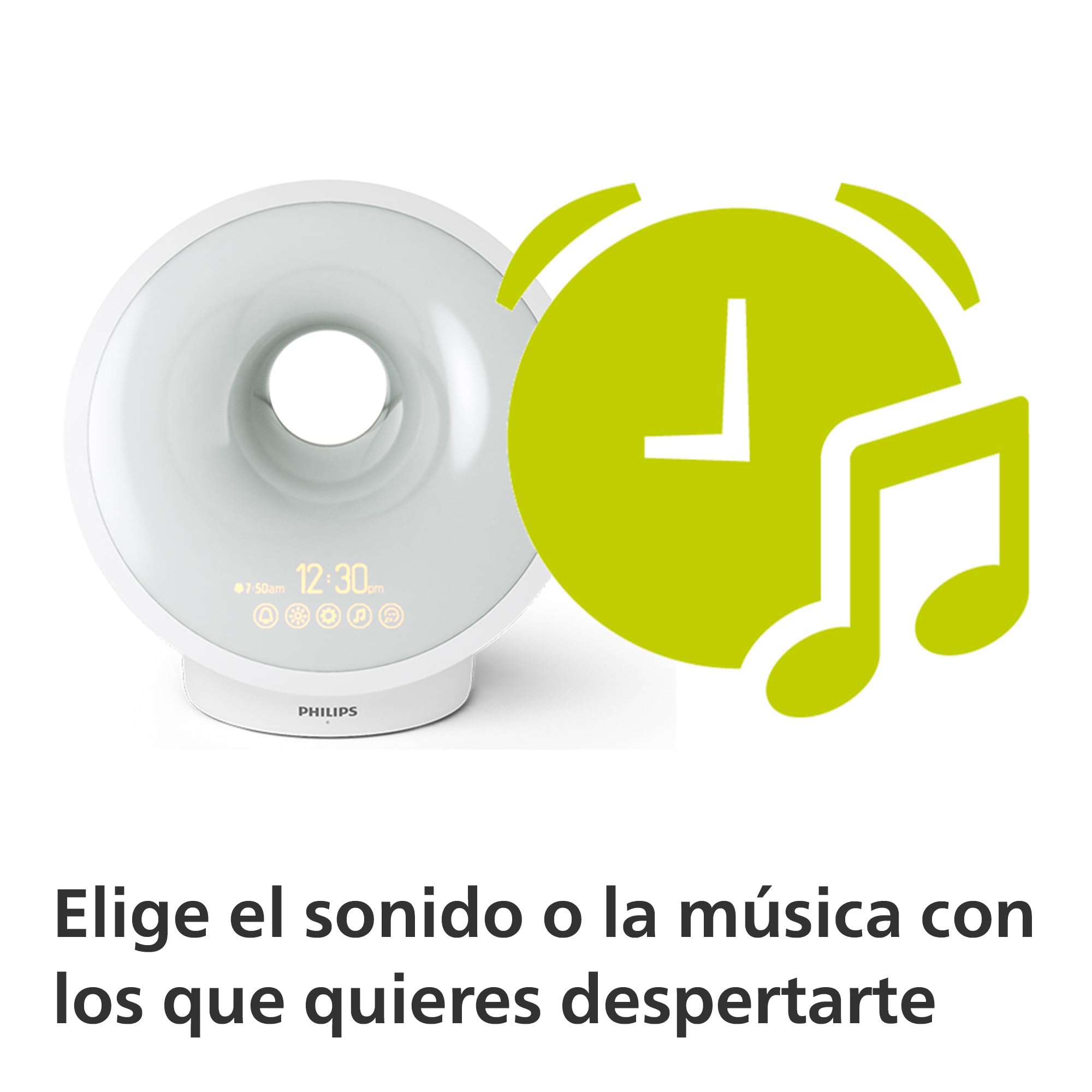 Philips Wake-up Light HF3651/01 Despertador de luz natural, múltiples luces y sonidos, luz de medianoche y radio FM, con cargador móvil, Plástico, Blanco, 12 x 19 x 19 cm, 1 kilogramo
