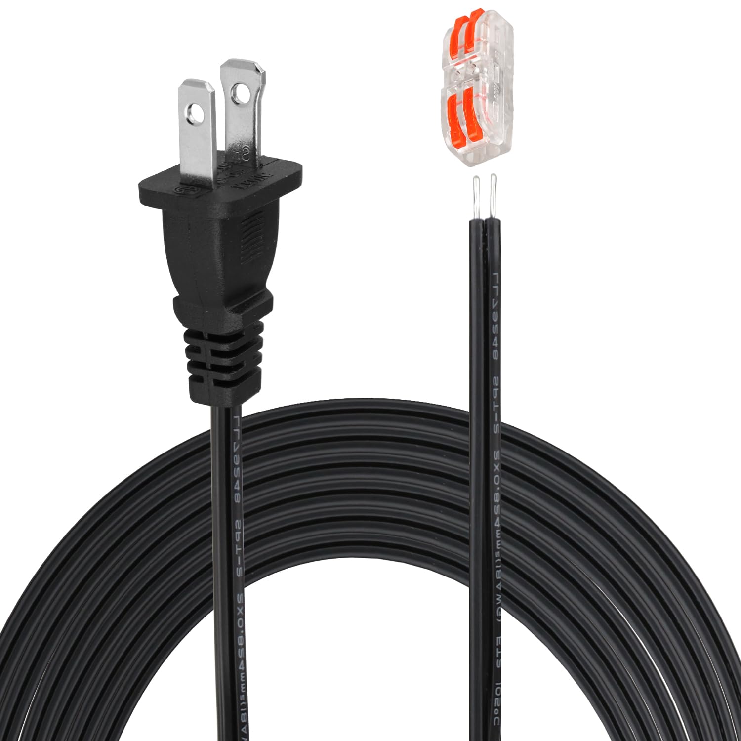 2.5 Meter Lamp Cord with Plug, Black Lamp Rewiring Kit with Plug, SPT-2 Power Cord Set, 2 Light Extension Cables with Polarized Plug-image-40
