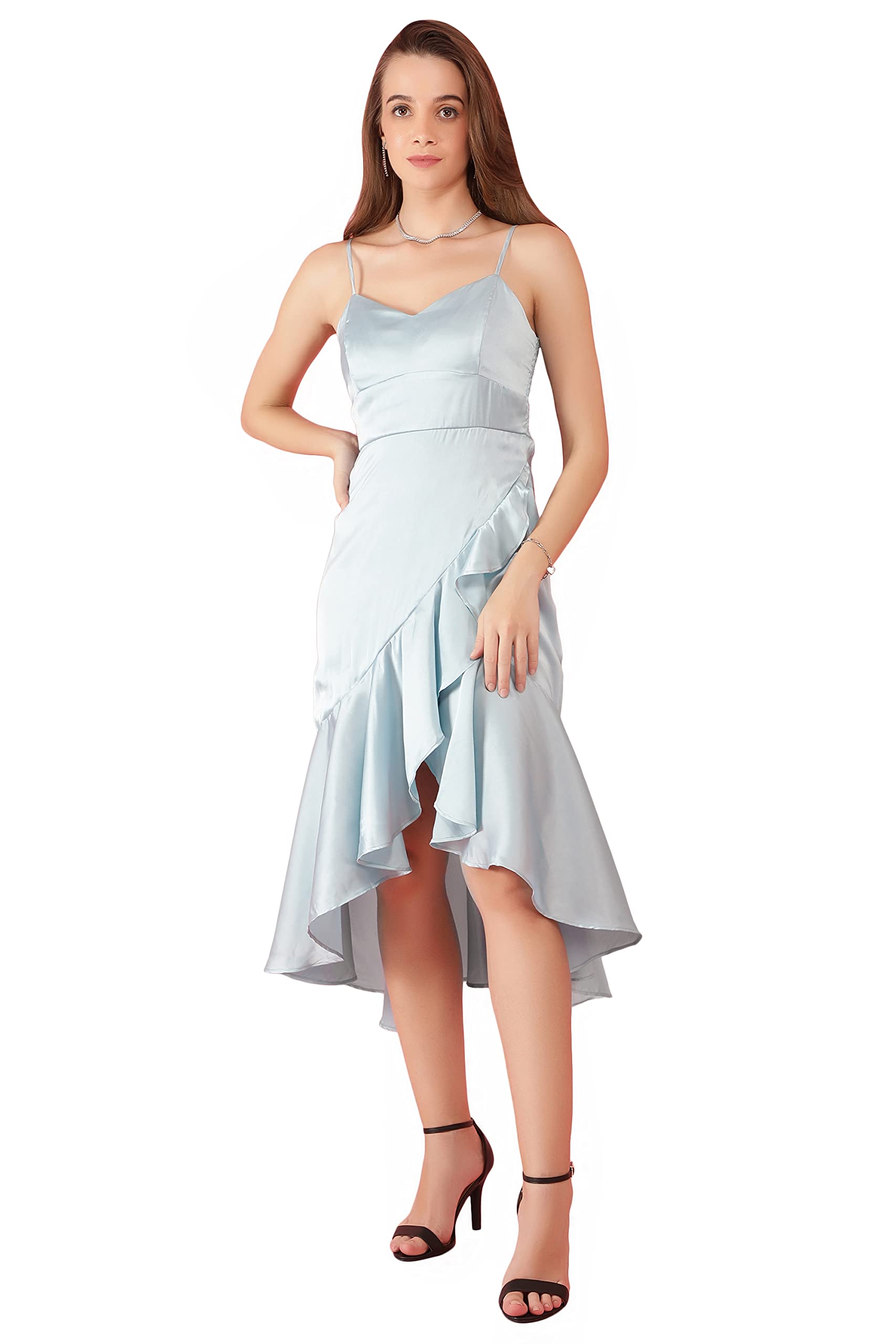 極美品 UNDERCOVER / silk ruffle dress 2006 Buy NUEVOSDAMAS Women Satin Lycra Solid Designer Western Wrap