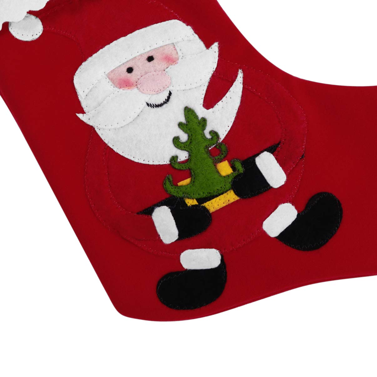 Toyvian 6 calze natalizie per le vacanze natalizie, 25,5 cm, sacchetti da appendere in feltro rosso, decorazioni per albero di Natale, pupazzo di neve, renna, regalo per feste in famiglia
