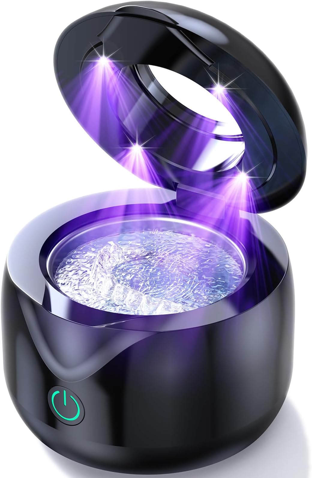 CXRUY Ultrasonic Holder Cleaner - UV Dental Cleaner, Night Protection Cleaner for Dentures, Alignment, Braces, Toothbrush Heads, Jewellery (Black)