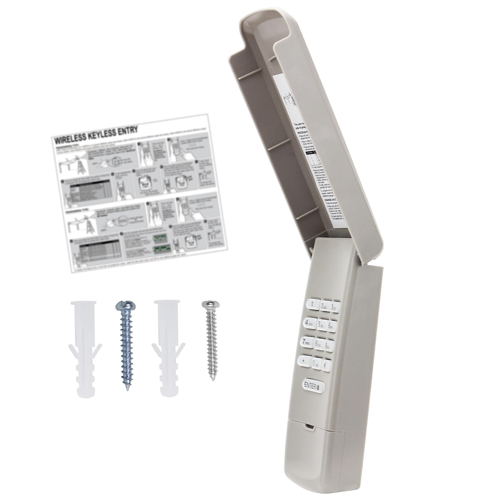 Universal Garage Door keypad for Chamberlain/Liftmaster/Genie/Linear/Multi-Code/Craftsman/Overhead Door/Stanley Openers ONLY, Keyless Entry, 2-Channel, Grey, Pay Attention to Compatibility