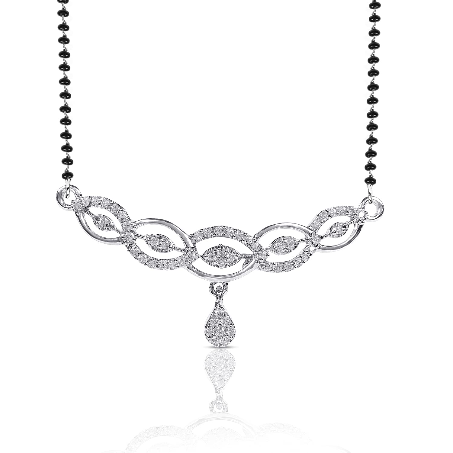 NEMICHAND JEWELS Sterling Silver 925 Diamond CZ Mangalsutra Pendant with Chain for Women (AM 13) (B0973GDWKJ) Amazon Price History, Amazon Price Tracker