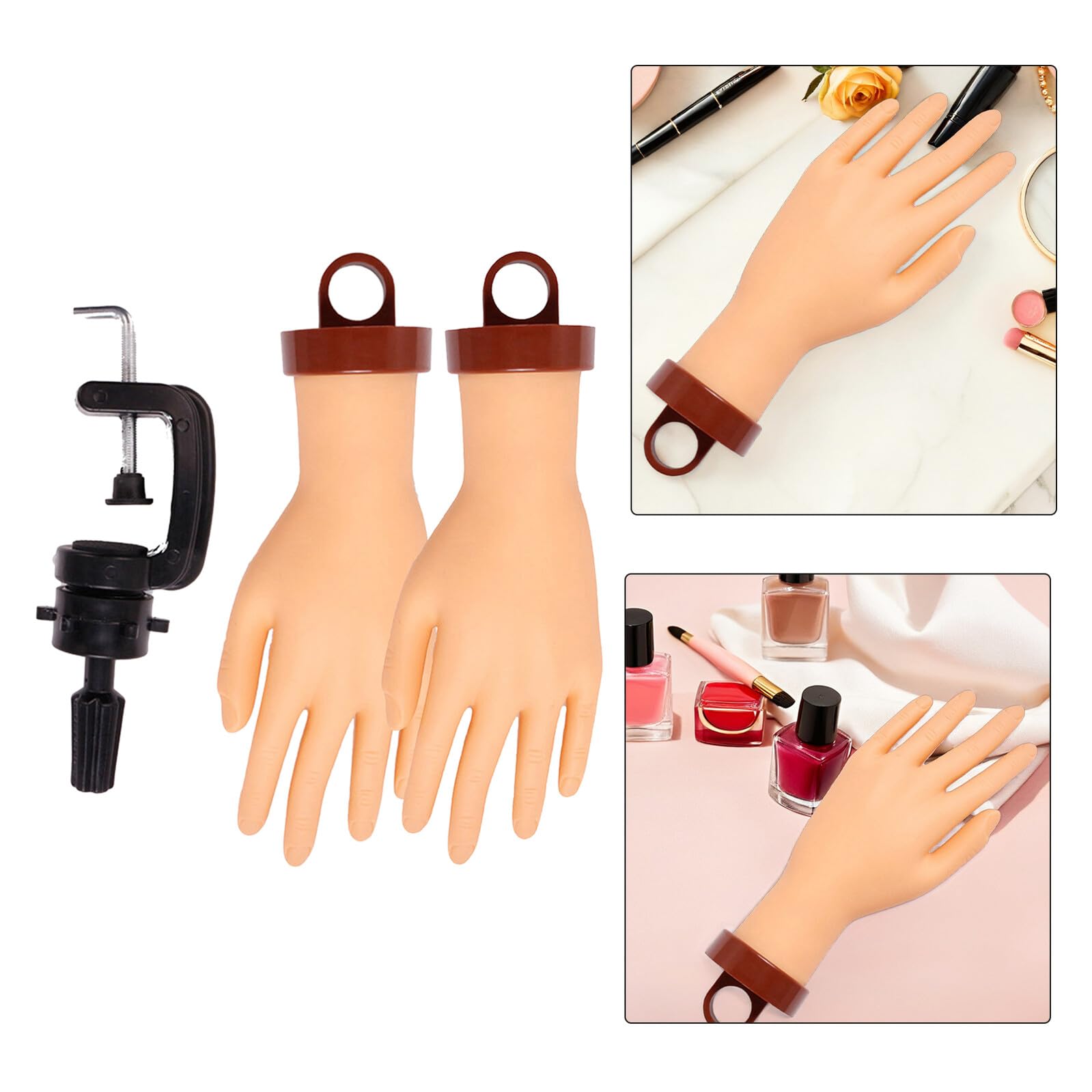 Anneome Handmodell zum Üben für Nageldesign Flexibles Training mit Halterung Realistische Silikon-übungshand für Maniküre für Anfänger und Nagelschulen Wiederverwendbare Übungshand