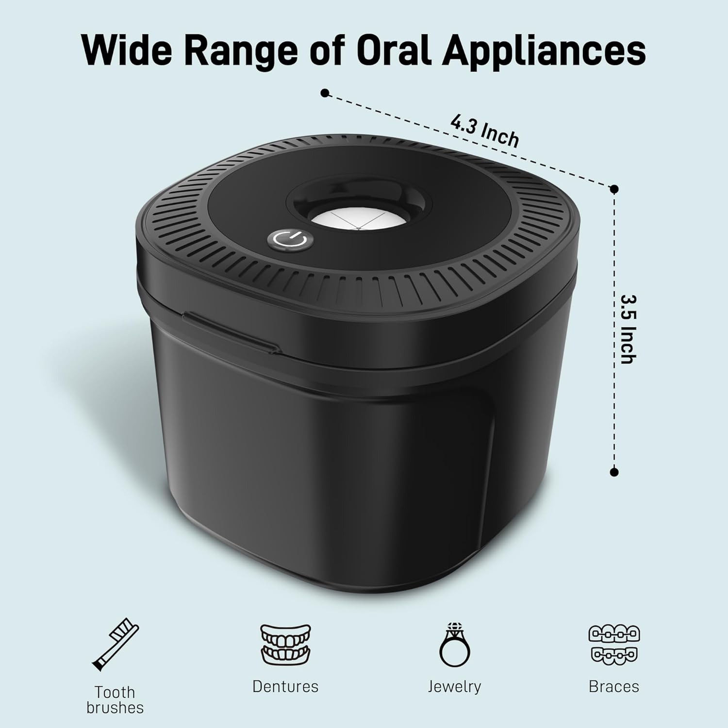 Ultrasonic Retainer Cleaner, Dental Cleaning Pod with U-V Lights, 45kHz Retainer Cleaner Machine for Dentures, Toothbrush Heads, Jewelry, Aligner, Night Mouth Guards (Black) - Image 6