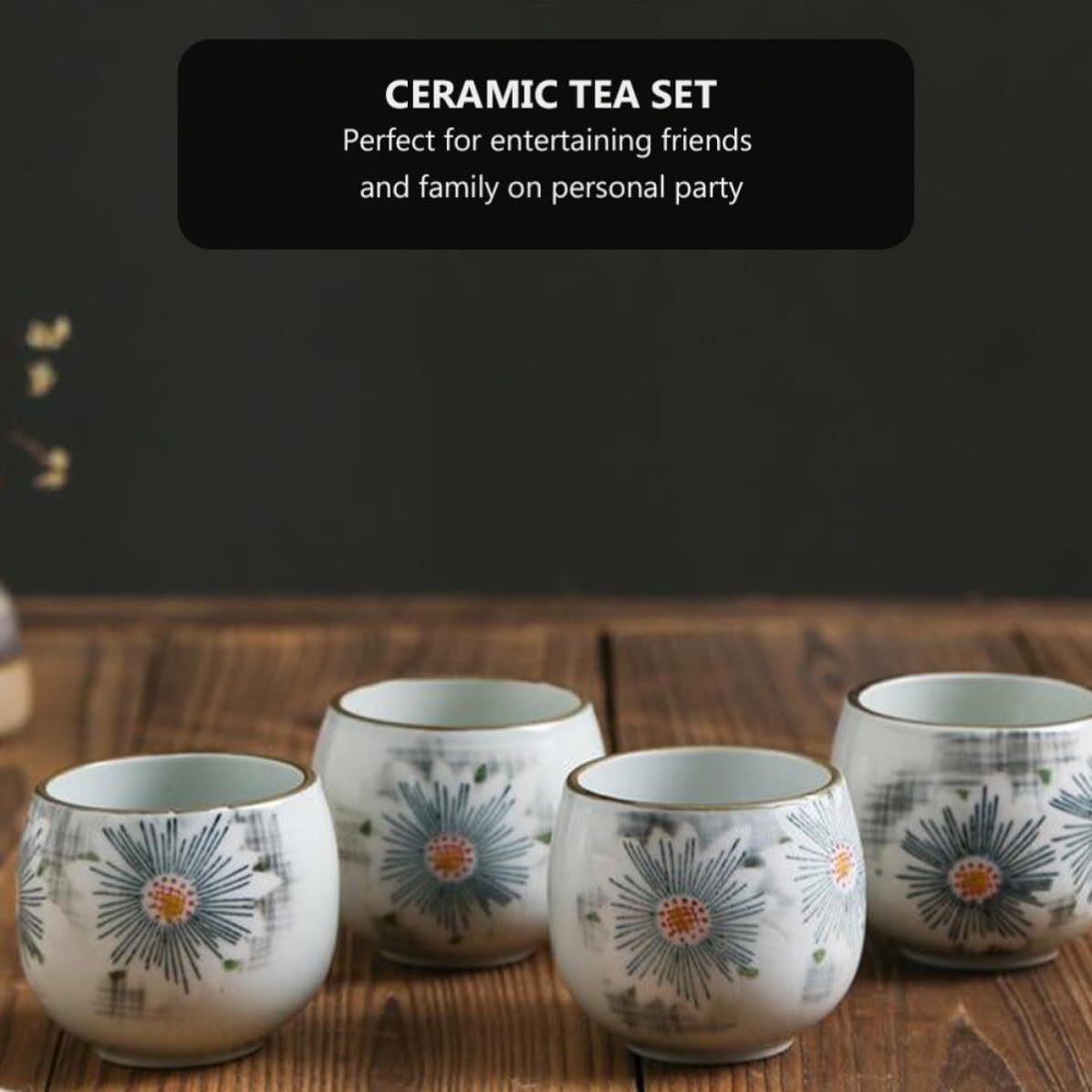 Juego de Té de Cerámica Pintado a Mano, Tetera Elegante