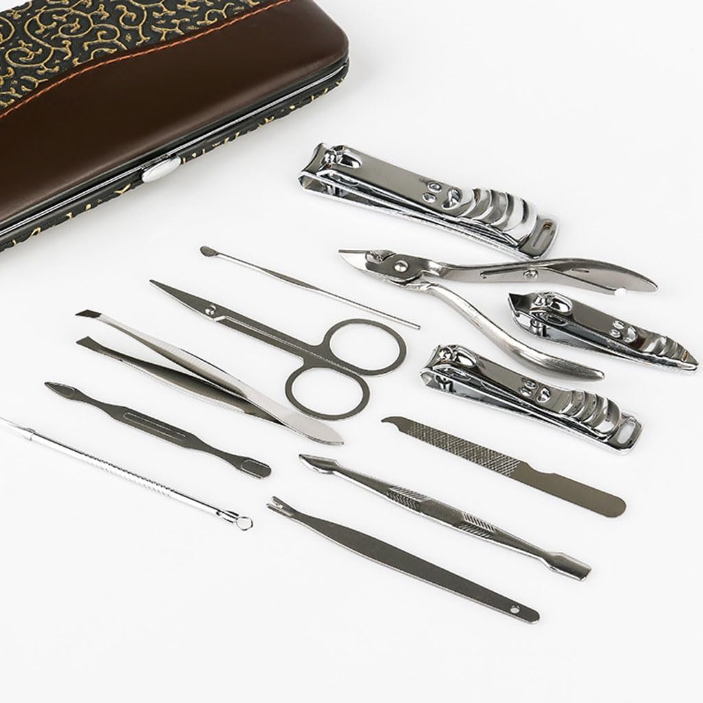 Juego de 12 Tijeras Grandes para uñas, Herramientas de manicura para el hogar, Ideales para Viajes y como Kit portátil de Belleza.