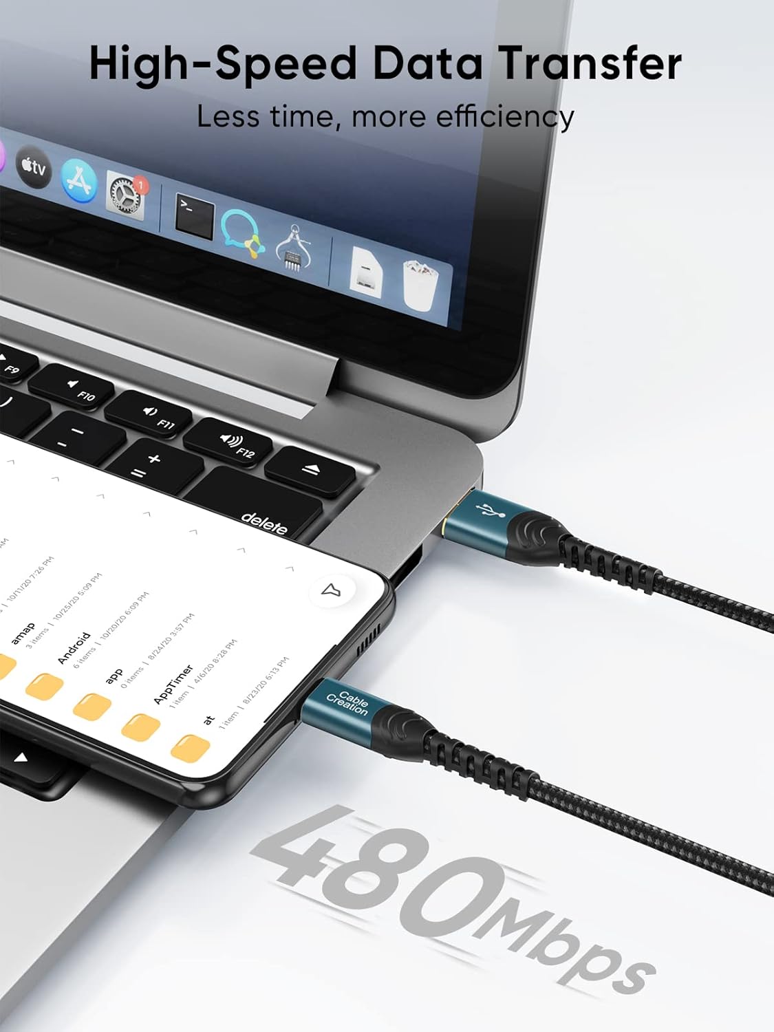 to USB C変換ケーブル,CableCreation 3A短いUSB急速充電ケーブル, USB-A to USB-C充電 【Tinned】