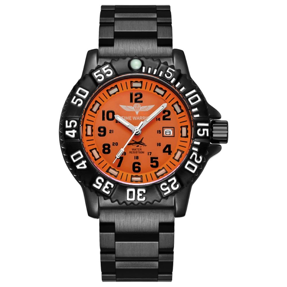 Military Watch, Special Forces,Luminous, Tactical Military Night Watch (Black and Orange)