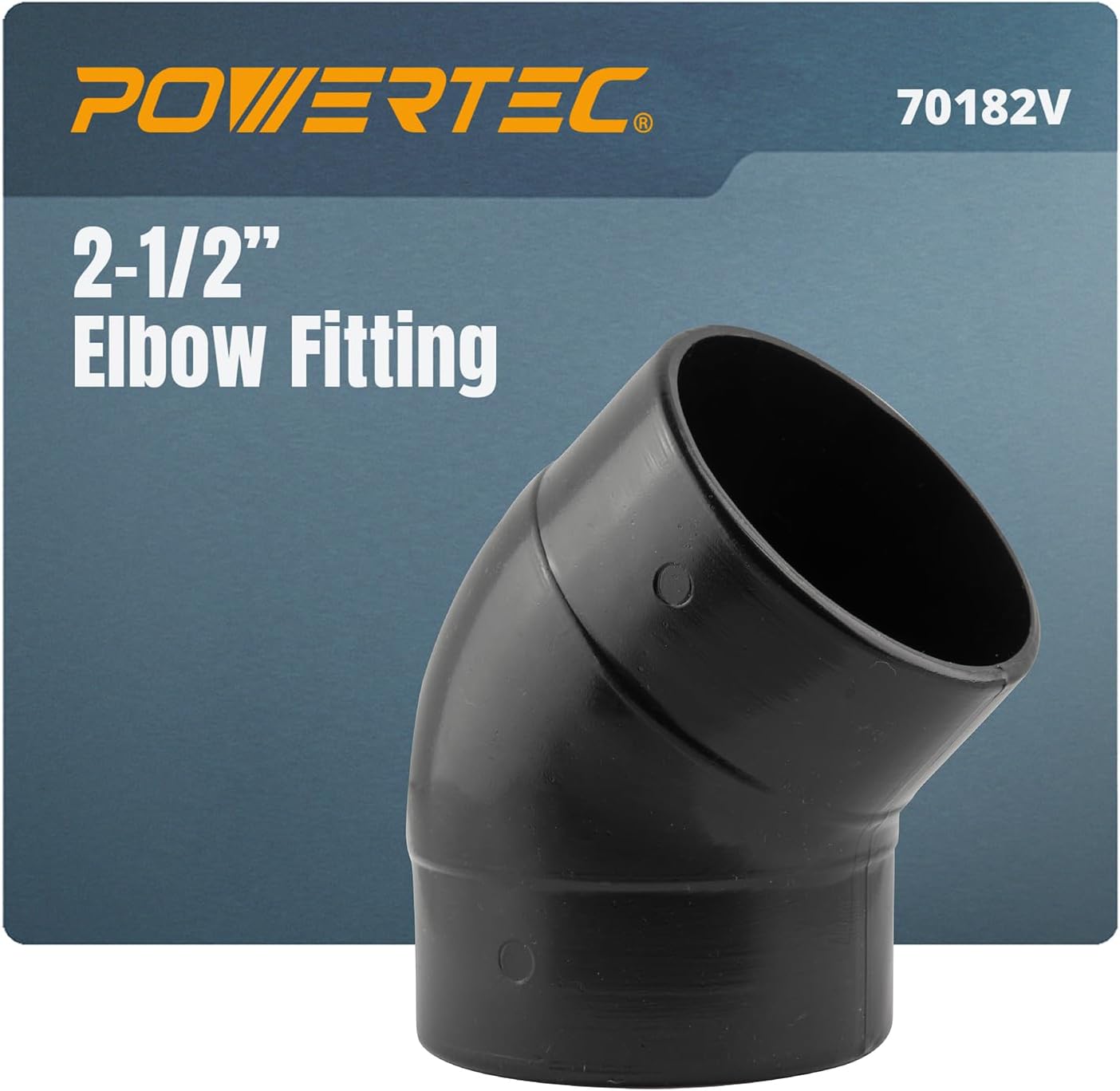 POWERTEC 70182V 2-1/2 Inches 45 Degree Elbow, ABS Plastic Dust Collector Connector, Black - 1 PK