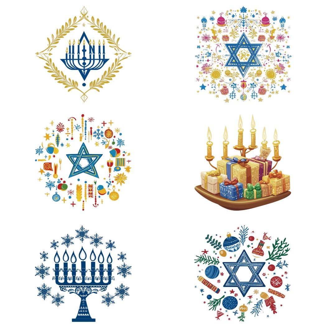 Hanukkah Iron Transfer Patch Heat Transfer Sticker Vinyl Design Iron Applique T-Shirt Clothing DIY Craft Applique Clothing Decoration (P1)