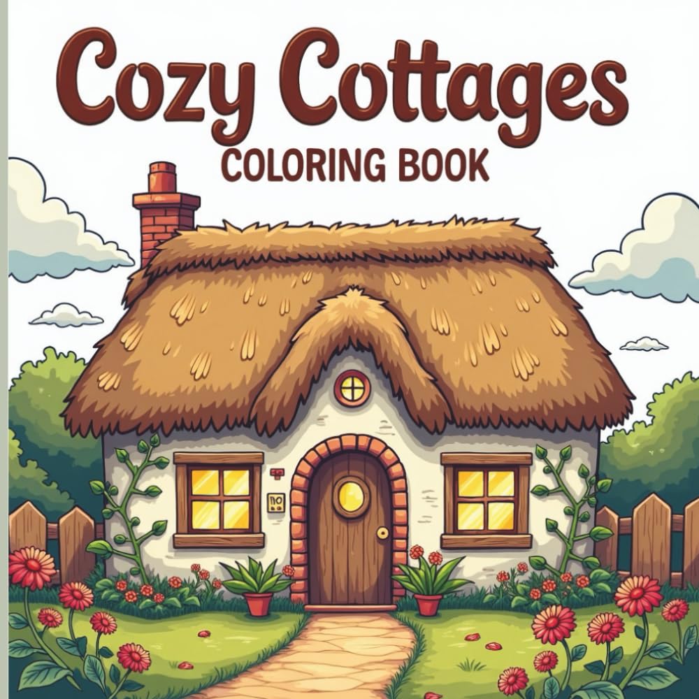 Cozy Cottages Coloring Book: Charming Cottage Scenes to Relax, Unwind, and Color for Adults