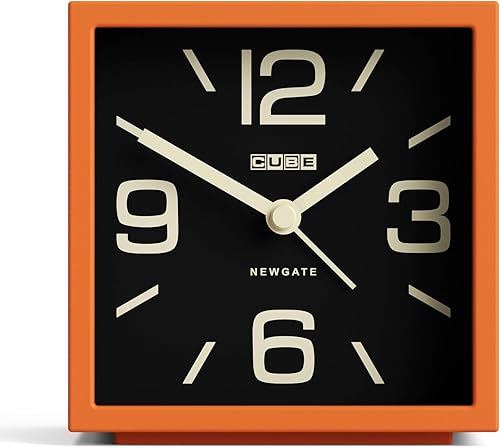NEWGATE Reloj despertador en forma de cubo Diseño LED retro en forma de cubo Naranja Ideal para mesita de noche, escritorio, estante y mantel
