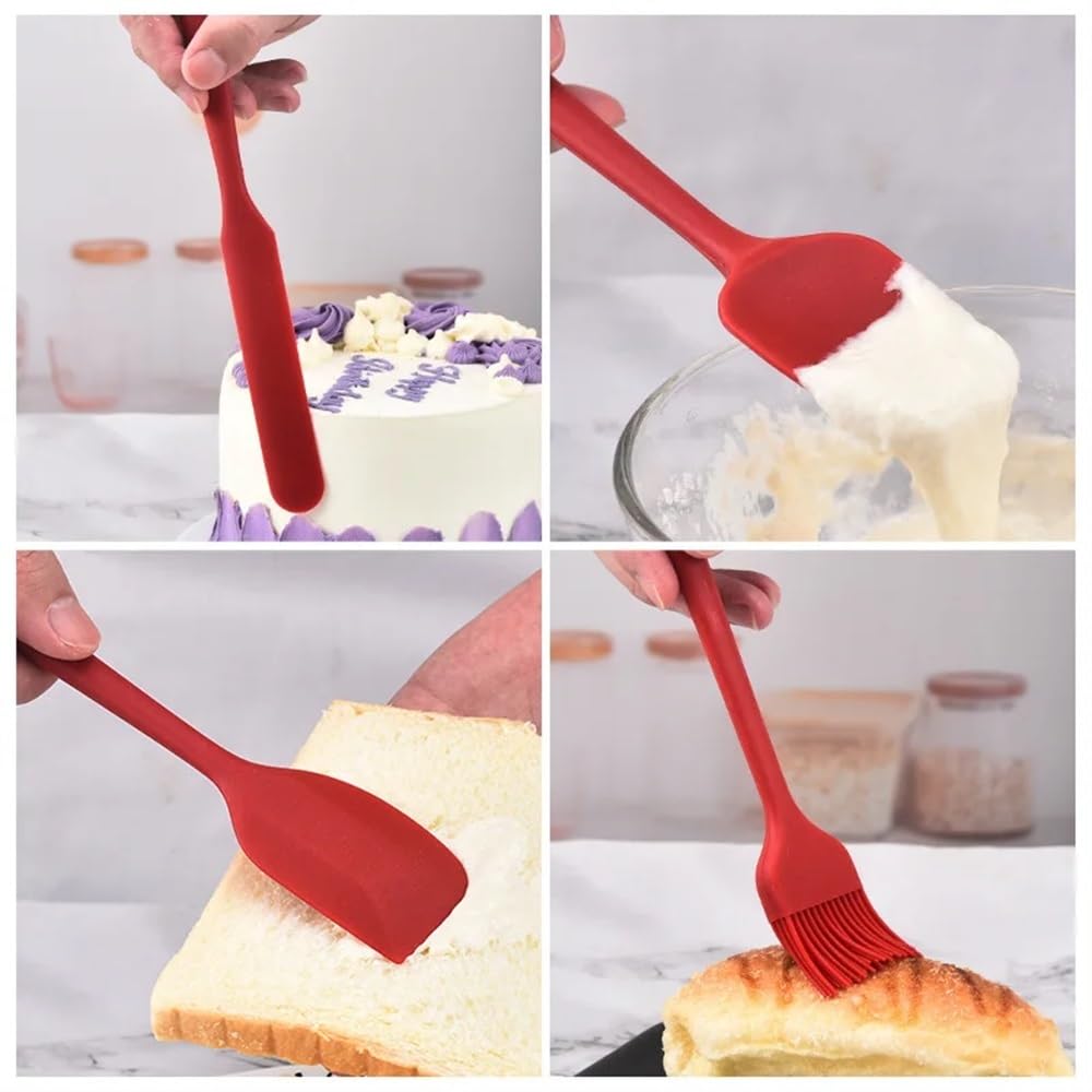 Set di spatole in silicone 6 pezzi antiaderenti resistenti al calore spatole tornitore per cottura cottura miscelazione utensili da forno (nero)