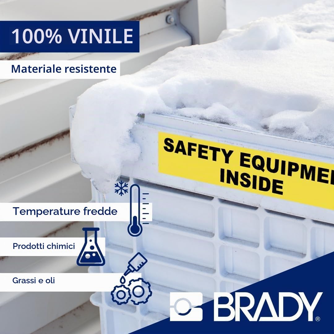 Brady Nastro in Vinile per Stampante Etichette BMP41, 51, 53/M511 - Etichette Adesive - Nero su bianco (25,40 mm x 7,62 m) - M4C-1000-595-WT-BK