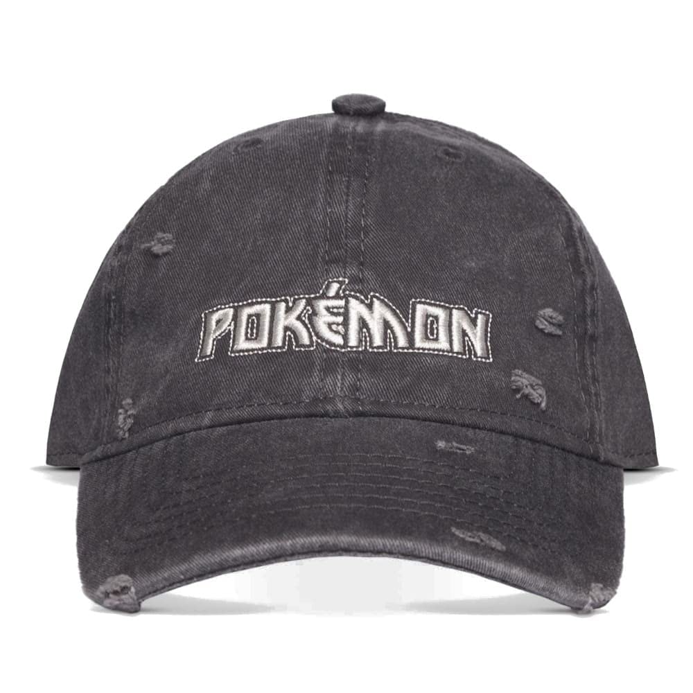 NINTENDO POKEMON LOGO DISTRESSED GREY SNAPBACK BASEBALL CAP