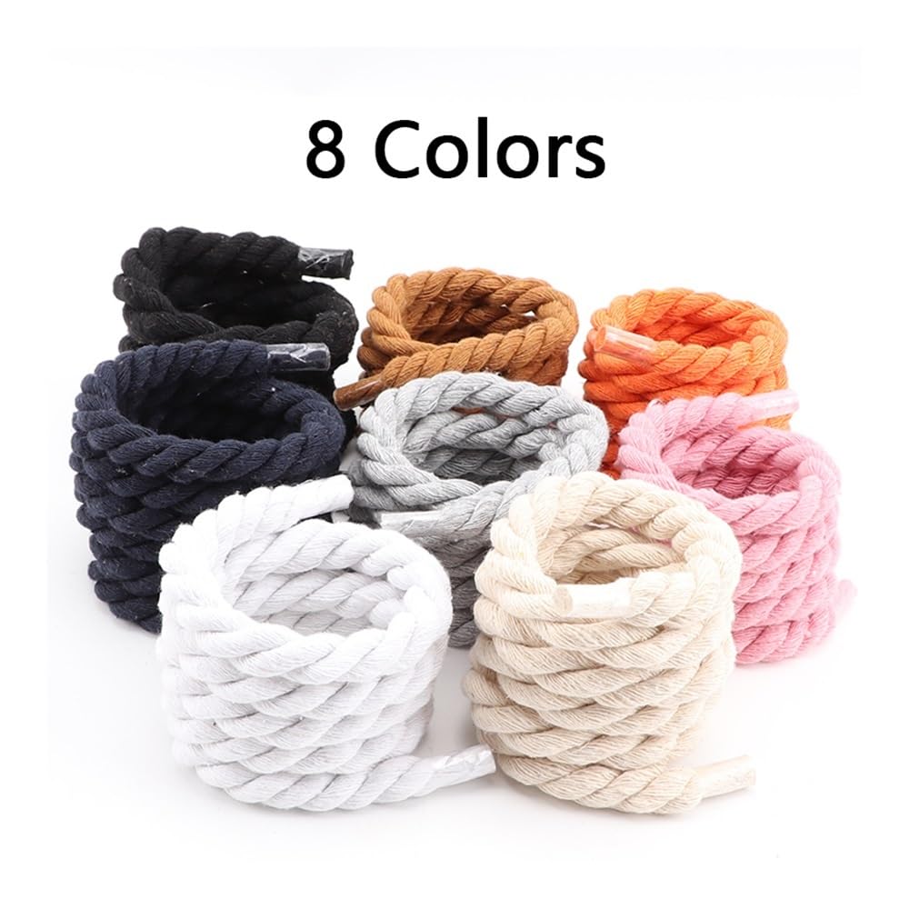 Lot de 3 paires de lacets ronds en lin pour chaussures de sport, tendance, audacieux, 10 mm de large, adaptés aux chaussures de planche, chaussures rondes en toile, lacets de bottes (gris, 160