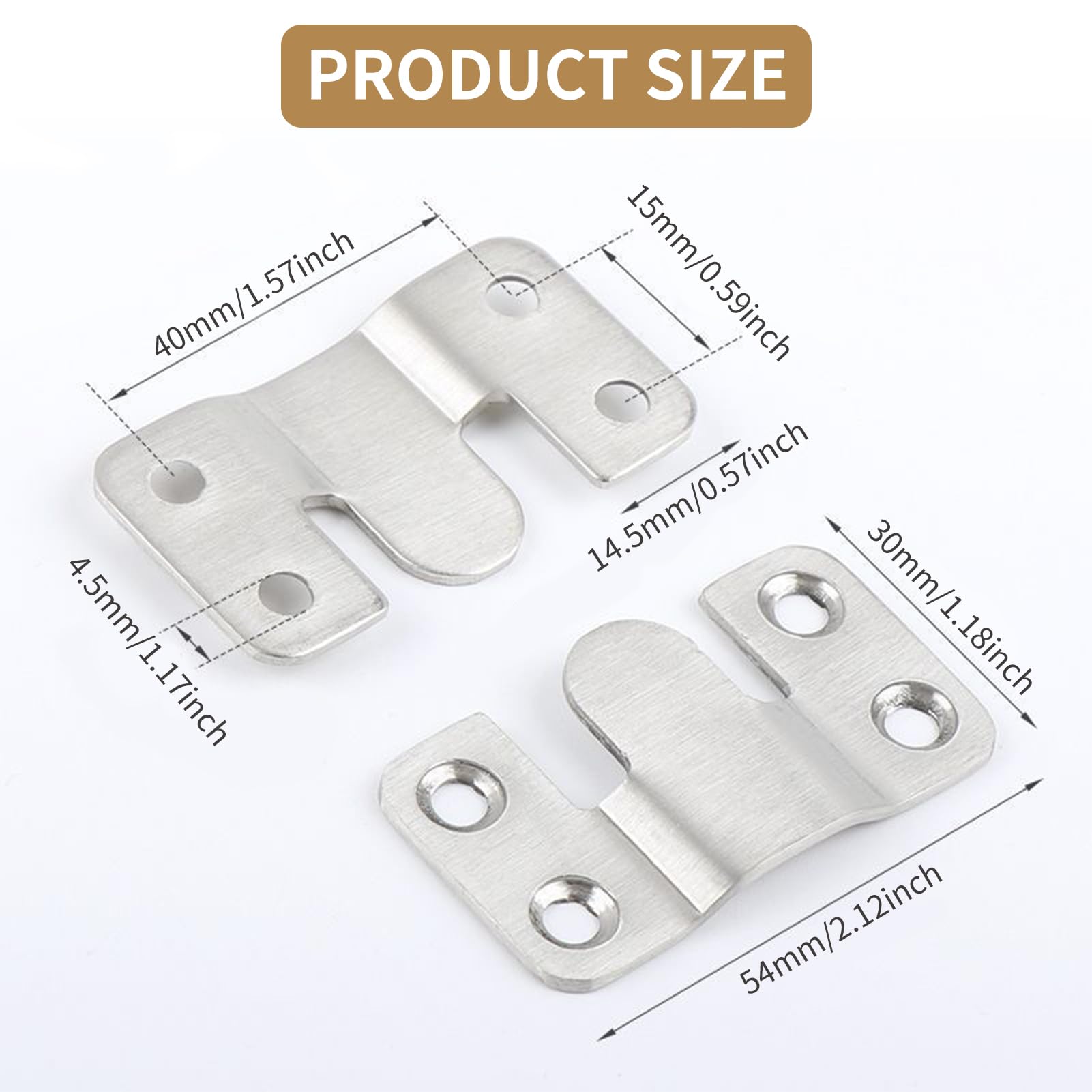 4Pcs Headboard Wall Fixings Brackets, Flush Concealed Mount Bracket, Stainless Steel Heavy Duty Picture Hanging - Image 2