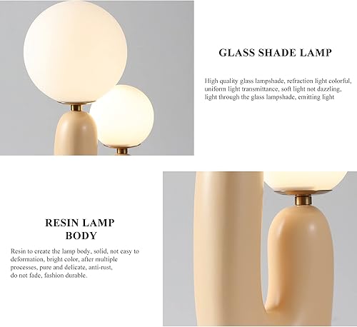 Miniatura 6 de Moderna lámpara de mesa de resina con 2 luces de cristal blanco para mesita de noche, arte de luz, cuerpo creativo de lámpara de resina con pantalla