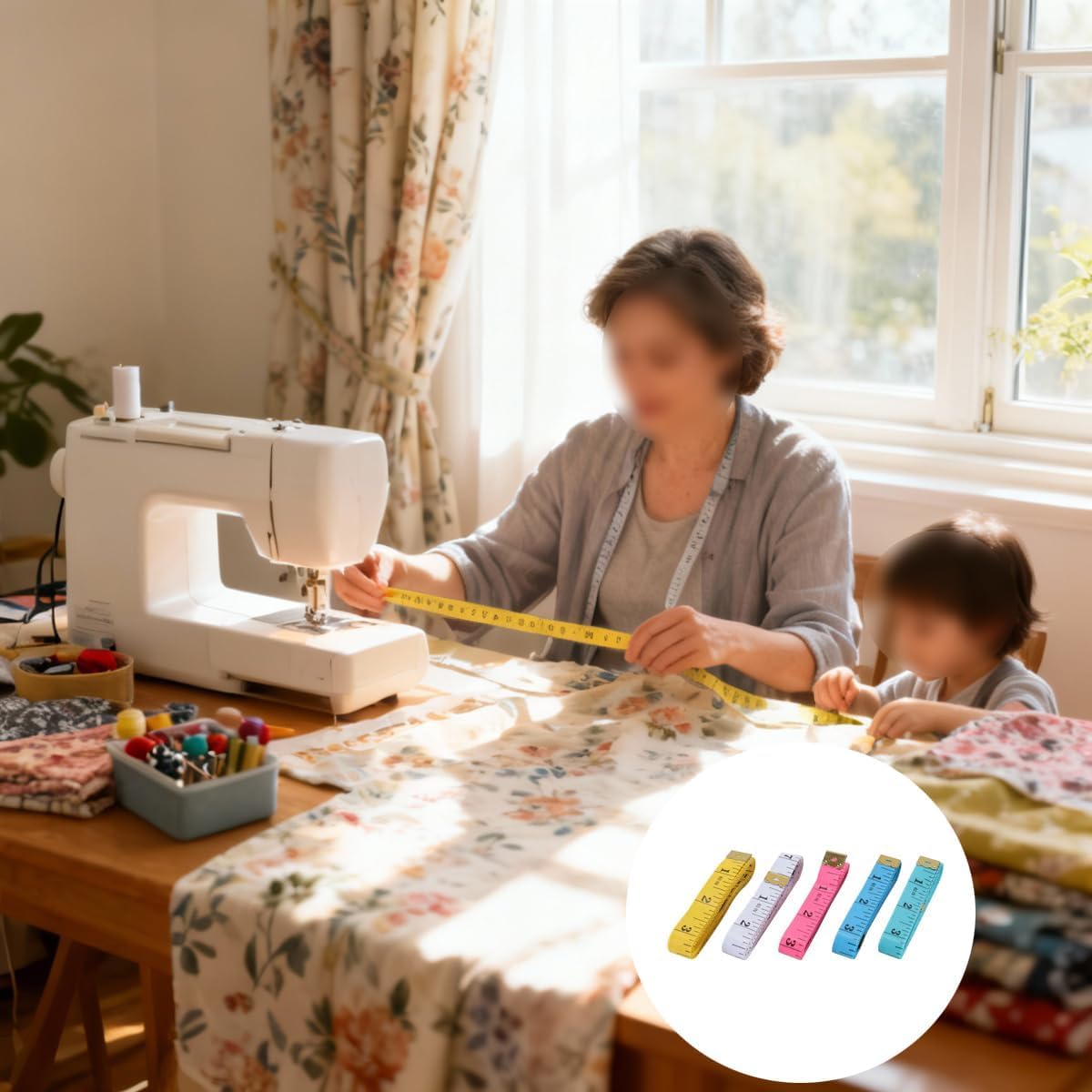 5 cintas métricas de doble cara, cintas métricas para cintura, ropa, telas y costura, cintas métricas flexibles para medir el cuerpo - 150 cm (60 pulgadas) - 5 colores