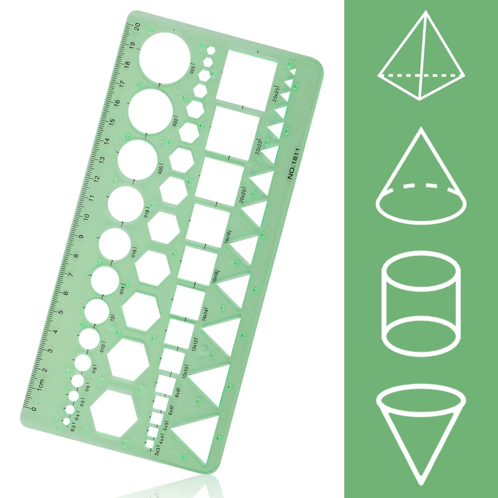 11PCS Geoetric Drawings Teplates, Drafting Stencils Easuring Tools, BetyBedy Plastic Clear - View #9