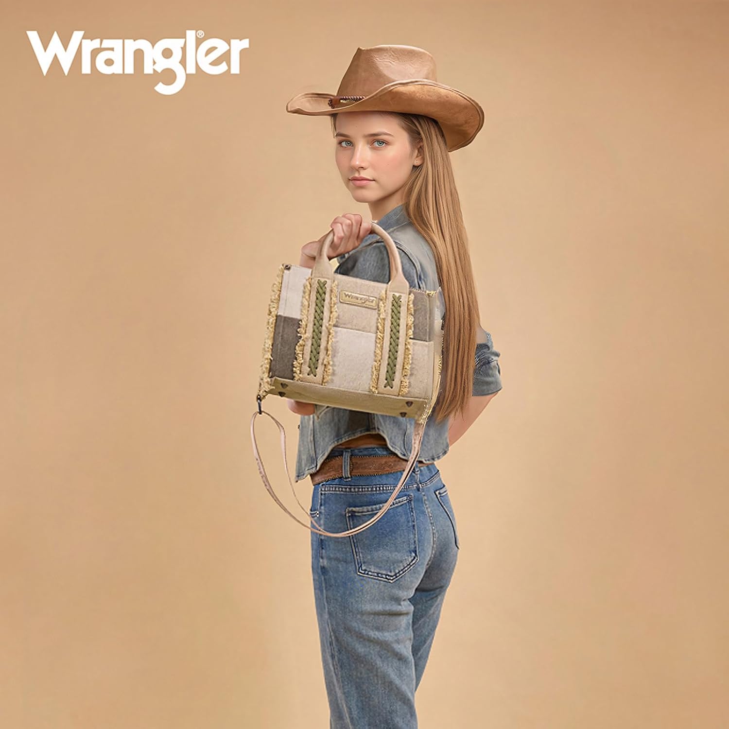 Montana West Wrangler Tote Bag for Women Canvas Woven Top Handle Handbags with Guitar Strap Retro Purse Boho Shoulder Bag - Image 3